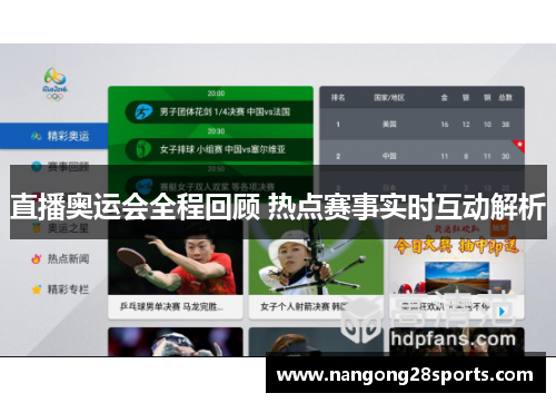 直播奥运会全程回顾 热点赛事实时互动解析